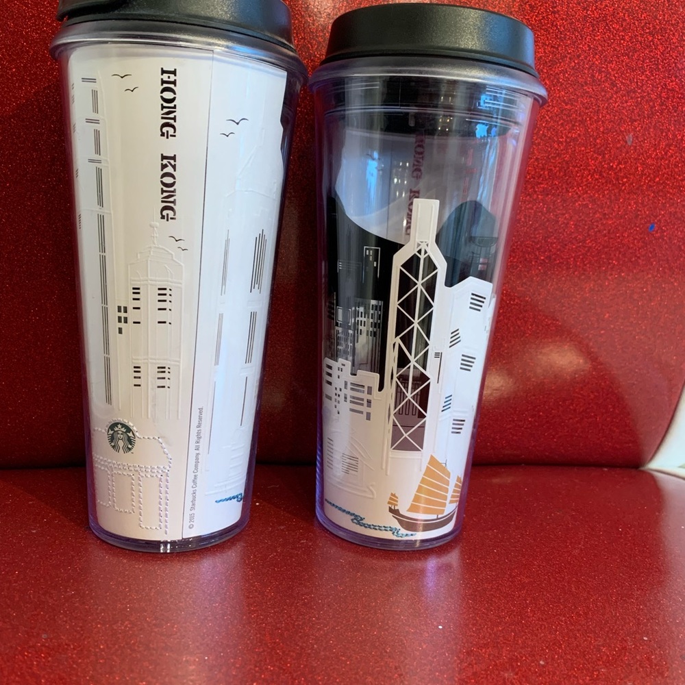 STARBUCKS Hong Kong 16 oz plastic Travel tumbler with swivel lid closure NWOT - Picture 3 of 8